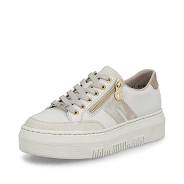 Rieker Platform Trainer With Side Zip - White Gold